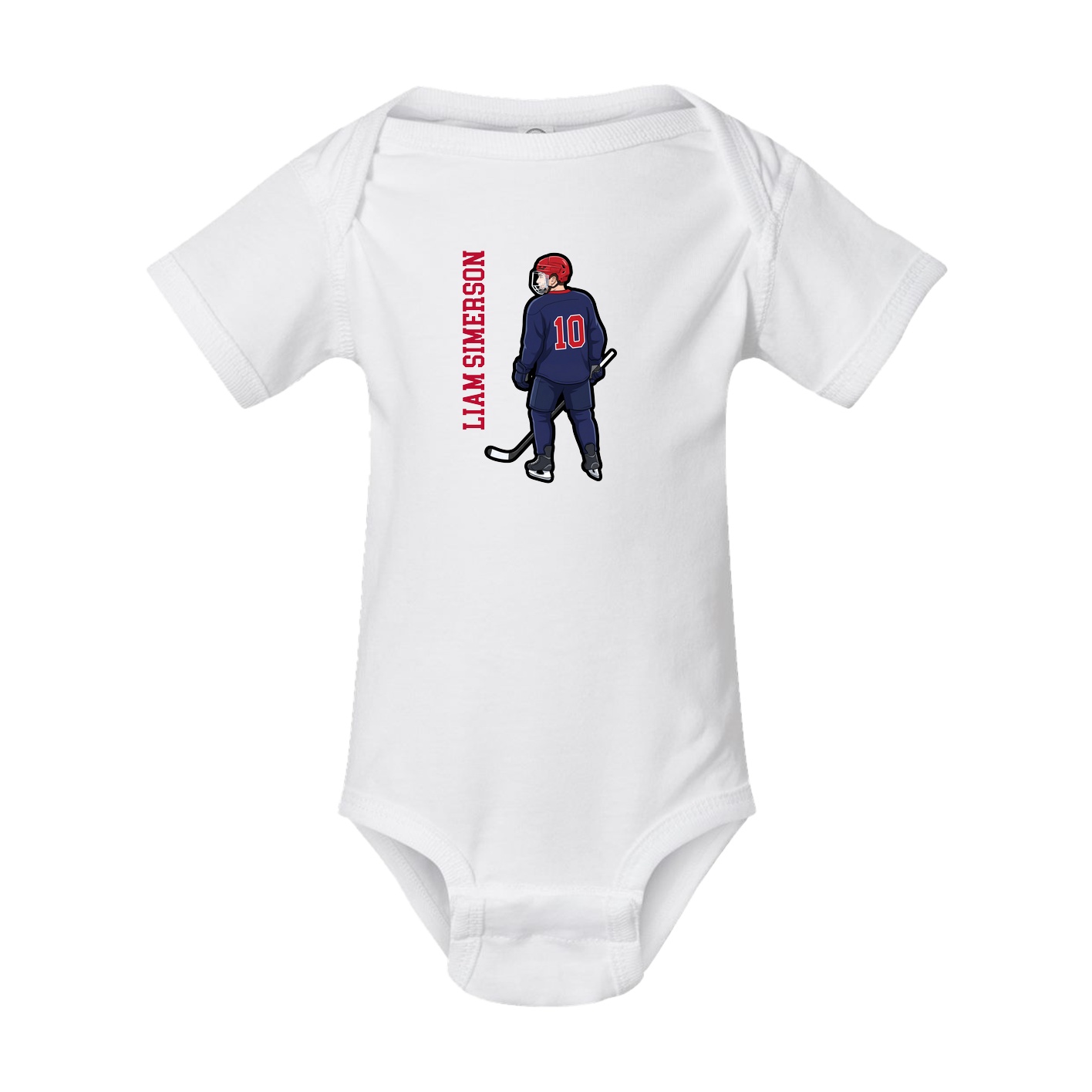 Baby Onesie — Name Vertical in White
