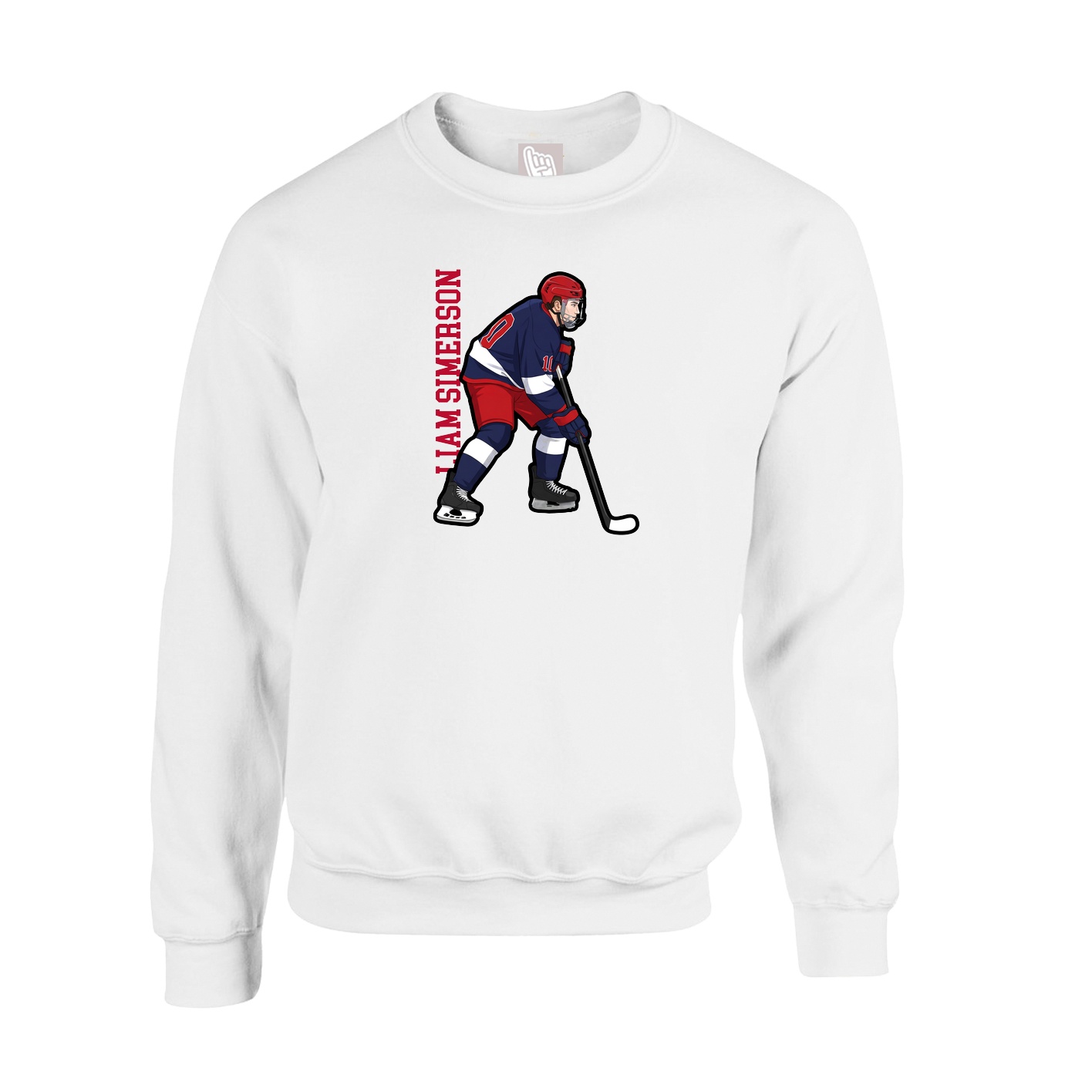 Fleece Crew — Name Vertical in White