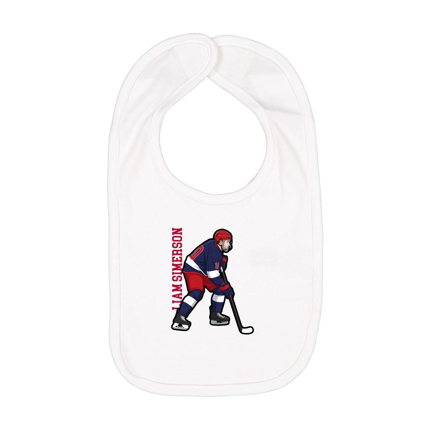 Infant Bib — Name Vertical in White