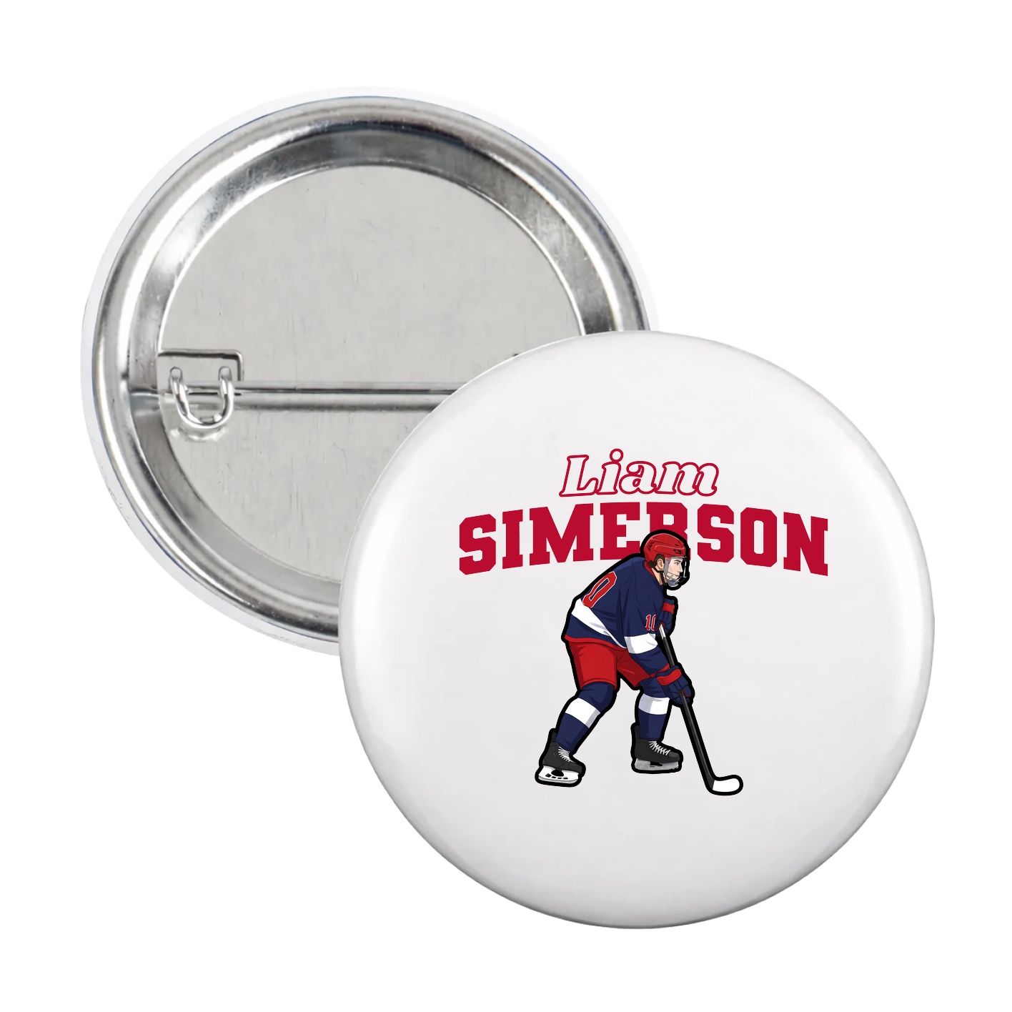 Game Day Button — Name Arch in White