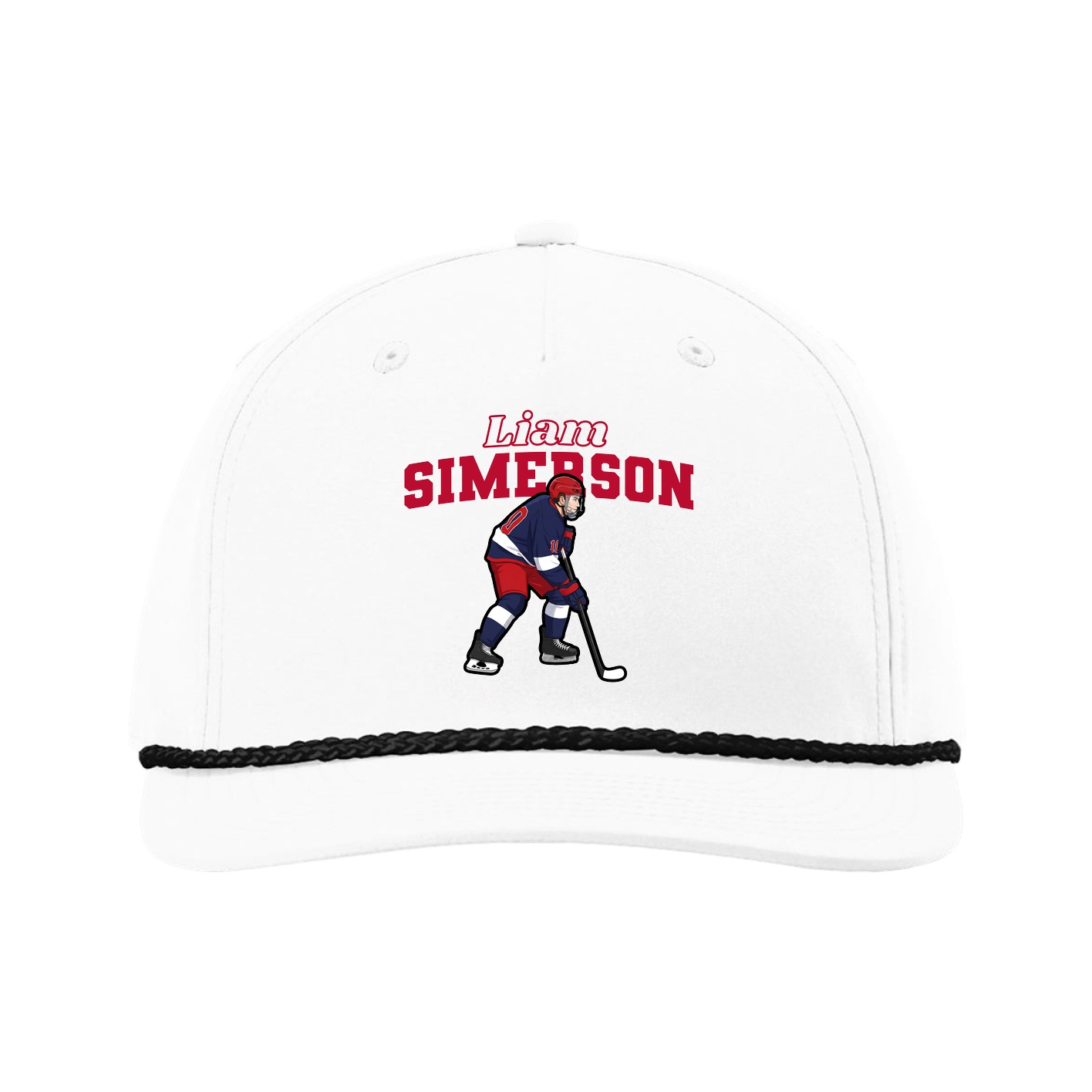 Five-Panel Classic Rope Cap — Name Arch in White
