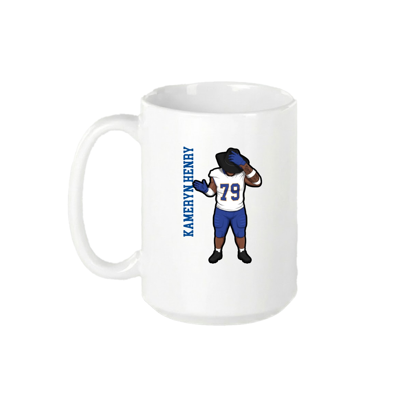 15oz Coffee Mug — Name Vertical in White