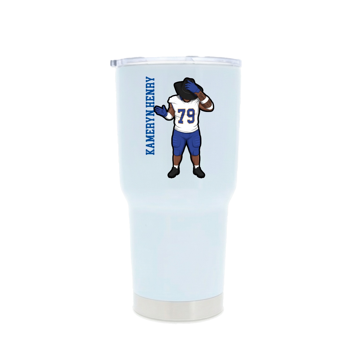 30oz Stainless Steel Tumbler — Name Vertical in White
