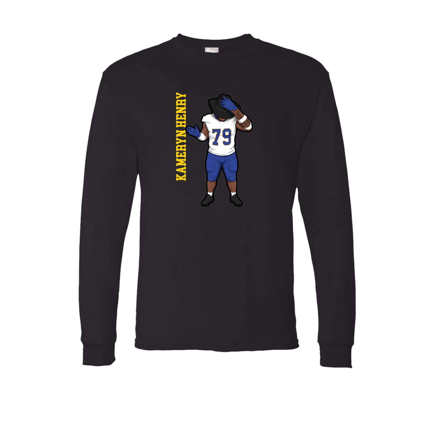 Long Sleeve Tee — Name Vertical in Black