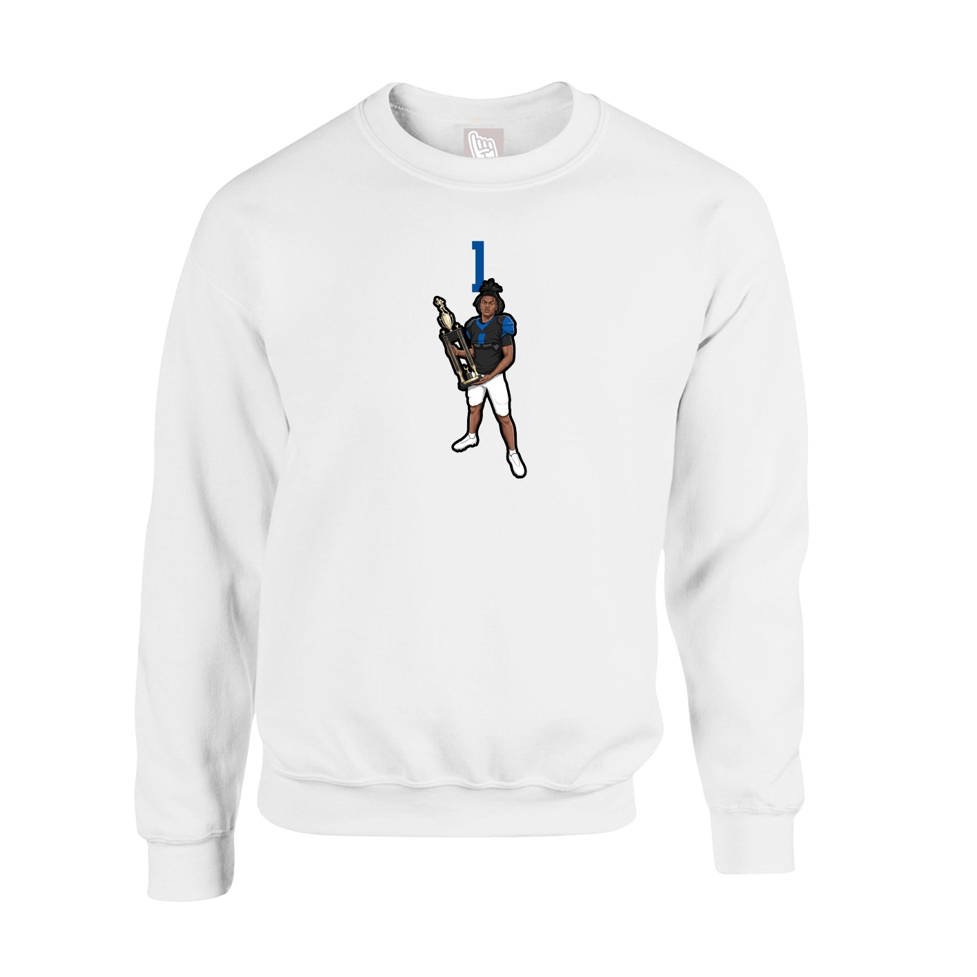 Fleece Crew — Number Top in White