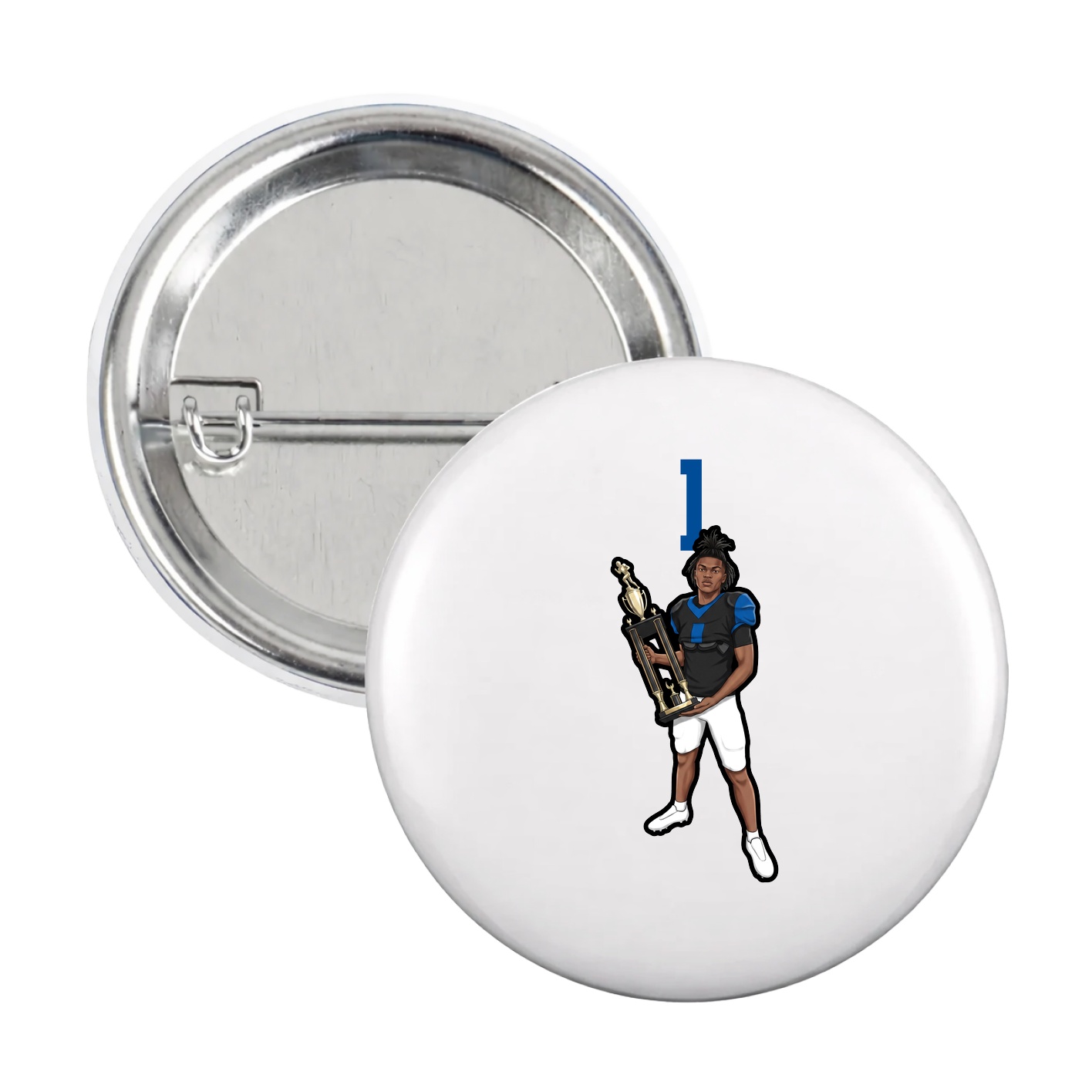 Game Day Button — Number Top in White