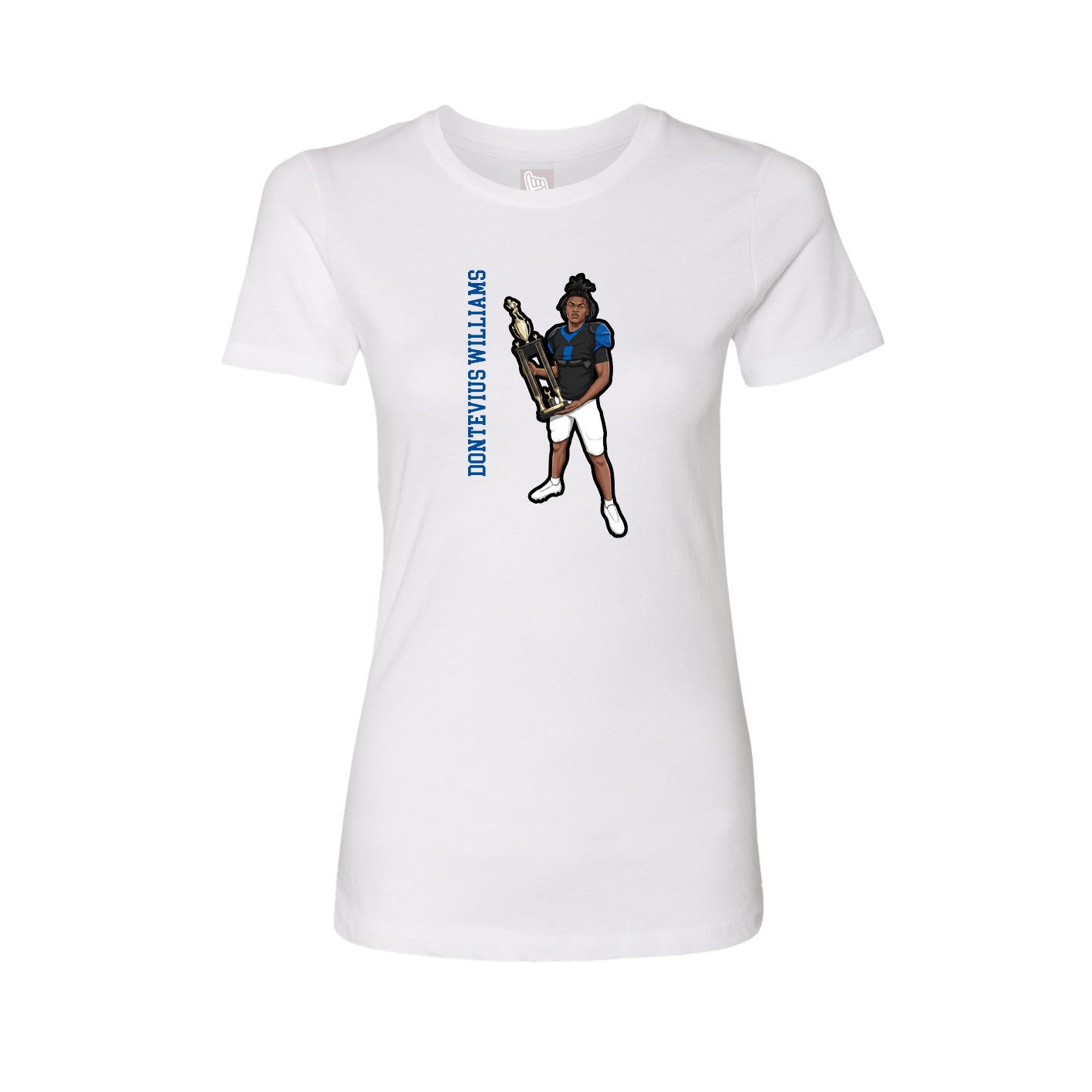 Womens Tee — Name Vertical in White