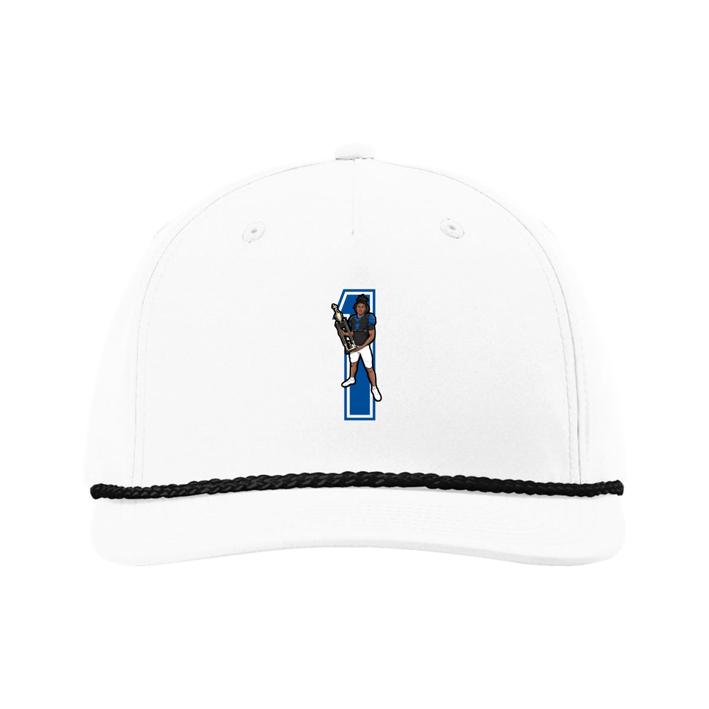 Five-Panel Classic Rope Cap — Number in White