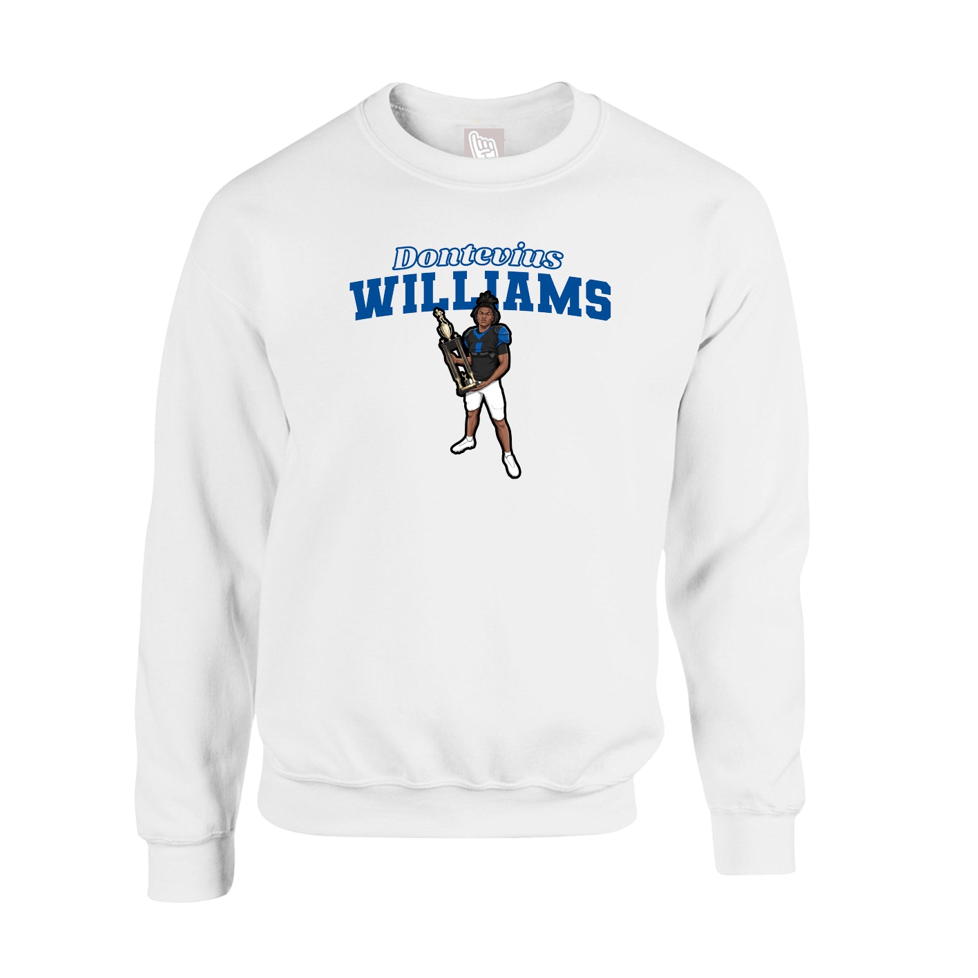 Fleece Crew — Name Arch in White