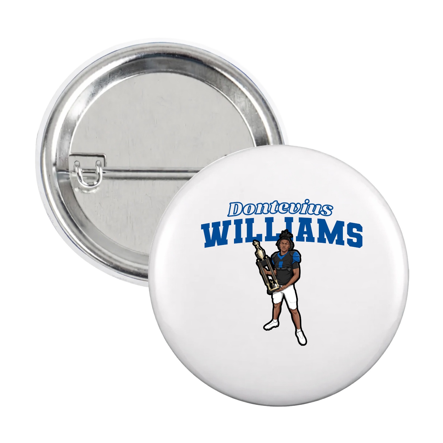Game Day Button — Name Arch in White