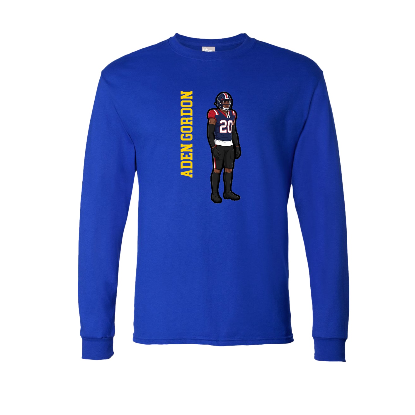 Long Sleeve Tee — Name Vertical in Royal