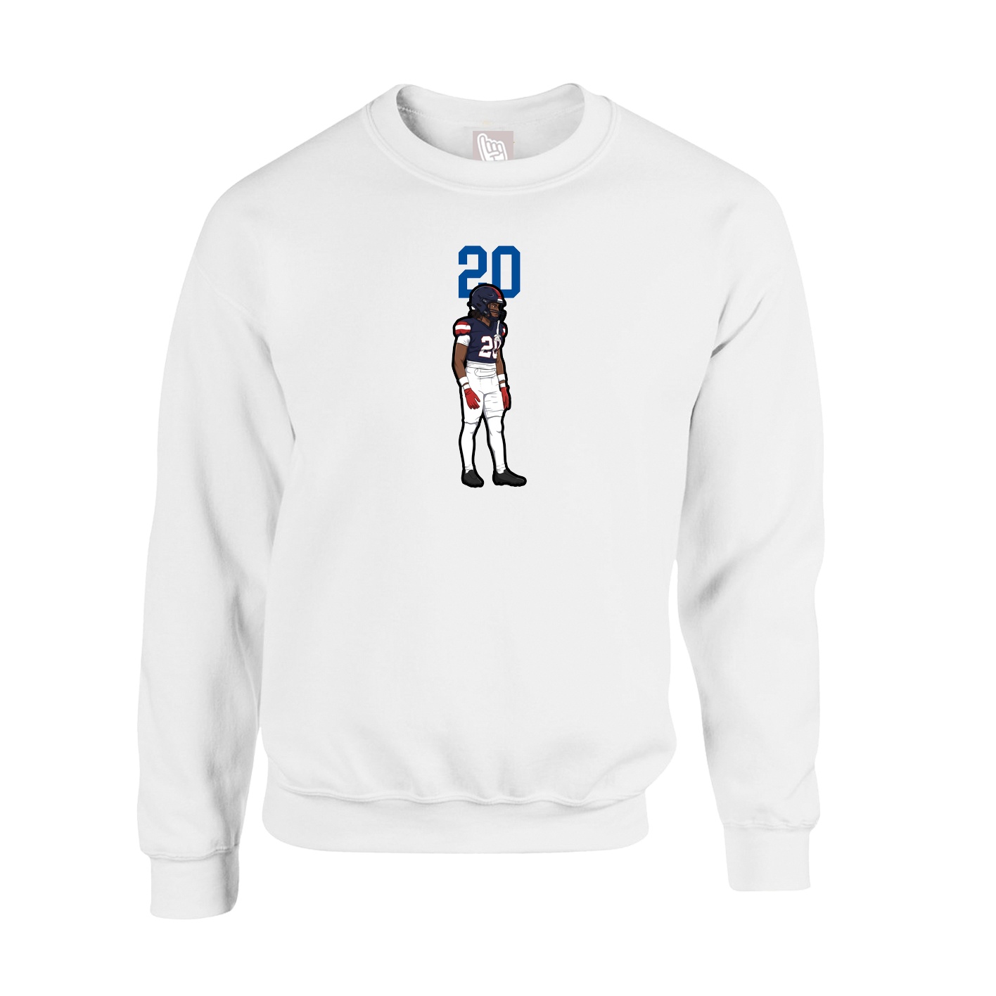 Fleece Crew — Number Top in White