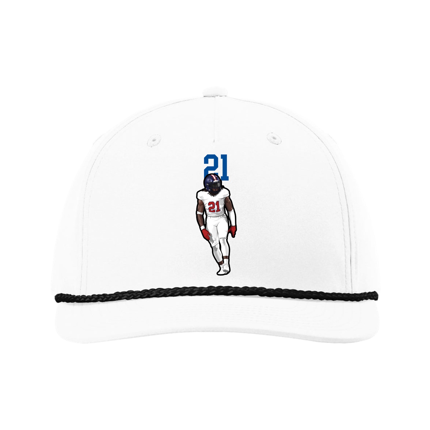 Five-Panel Classic Rope Cap — Number Top in White