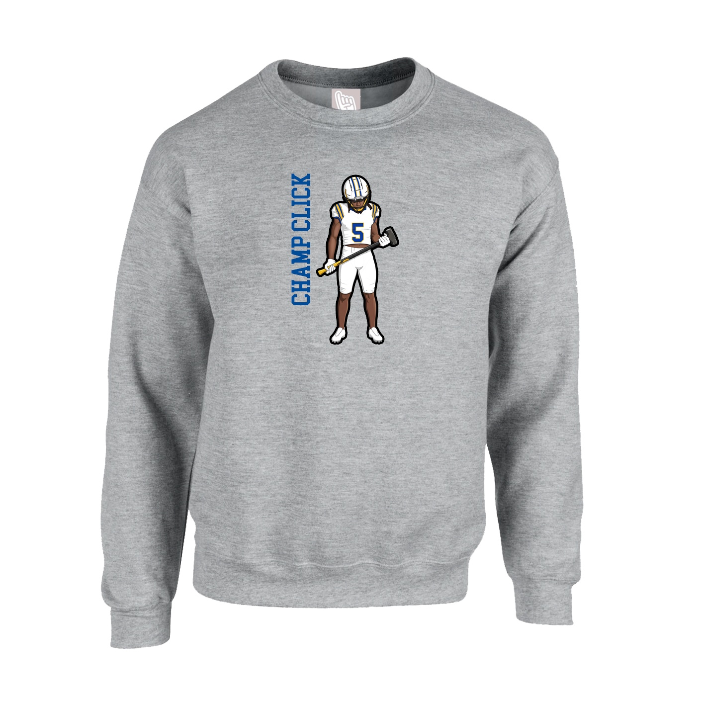 Fleece Crew — Name Vertical in Grey