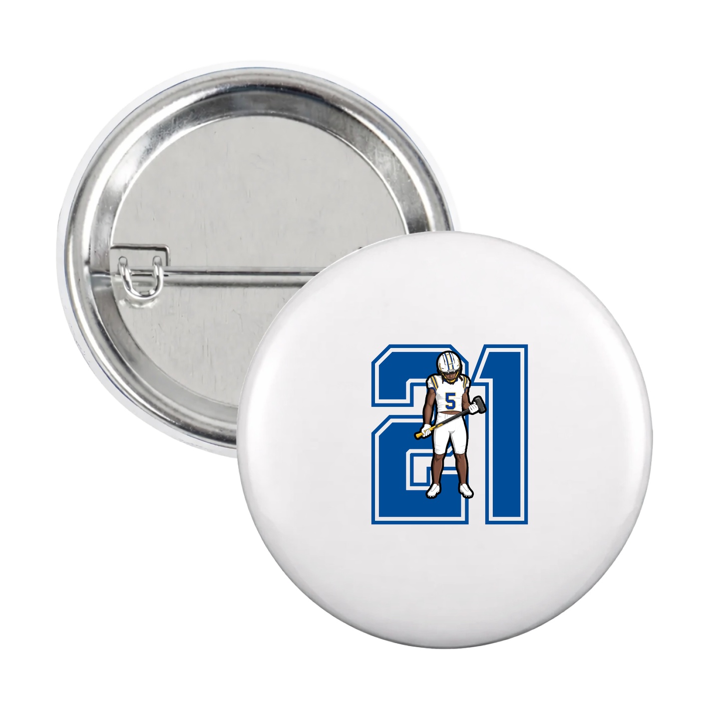 Game Day Button — Number in White