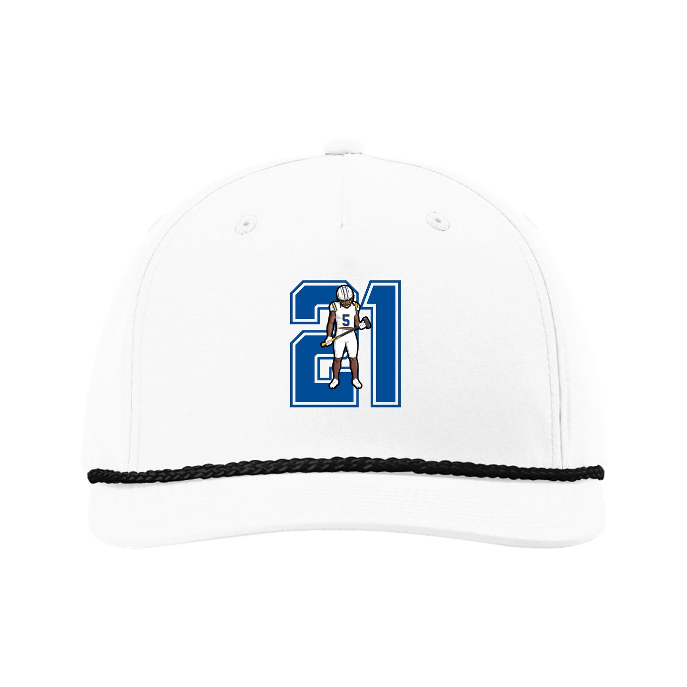 Five-Panel Classic Rope Cap — Number in White