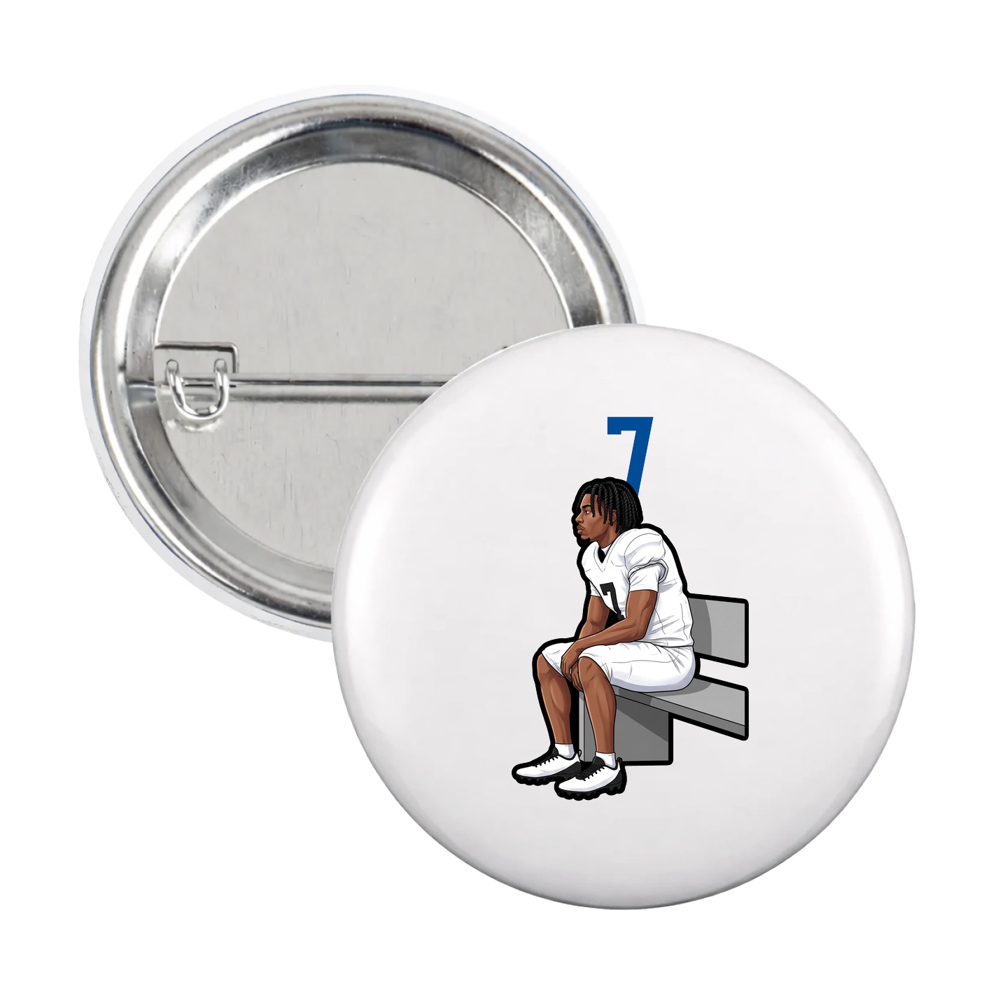 Game Day Button — Number Top in White