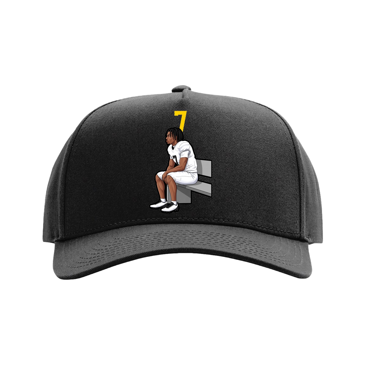 Full Fabric Five-Panel Champ Cap — Number Top in Black