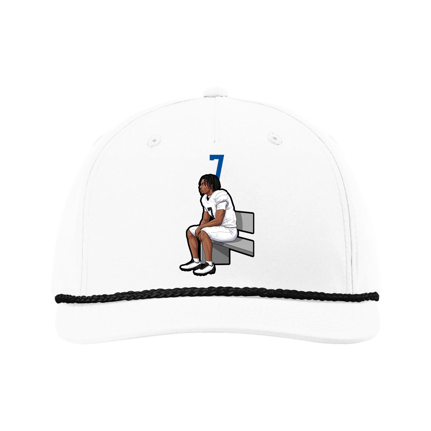 Five-Panel Classic Rope Cap — Number Top in White