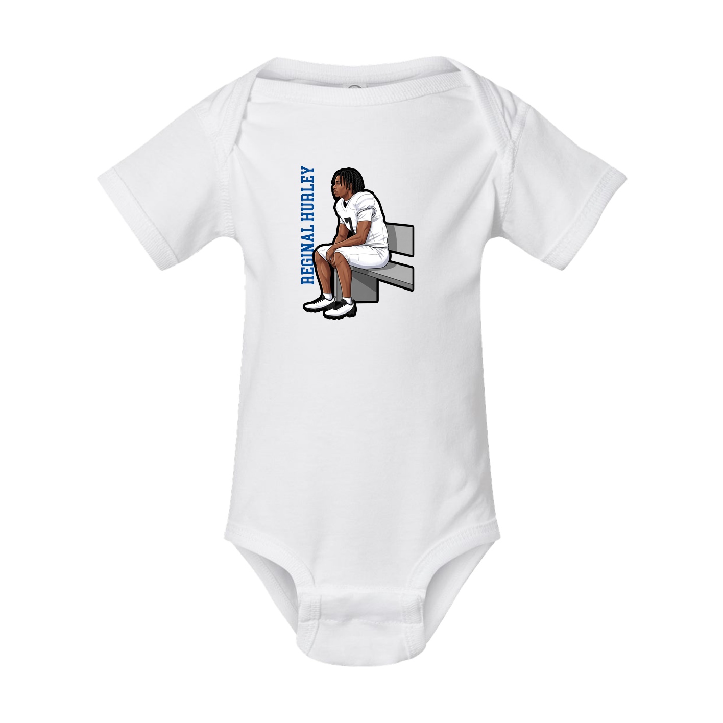 Baby Onesie — Name Vertical in White