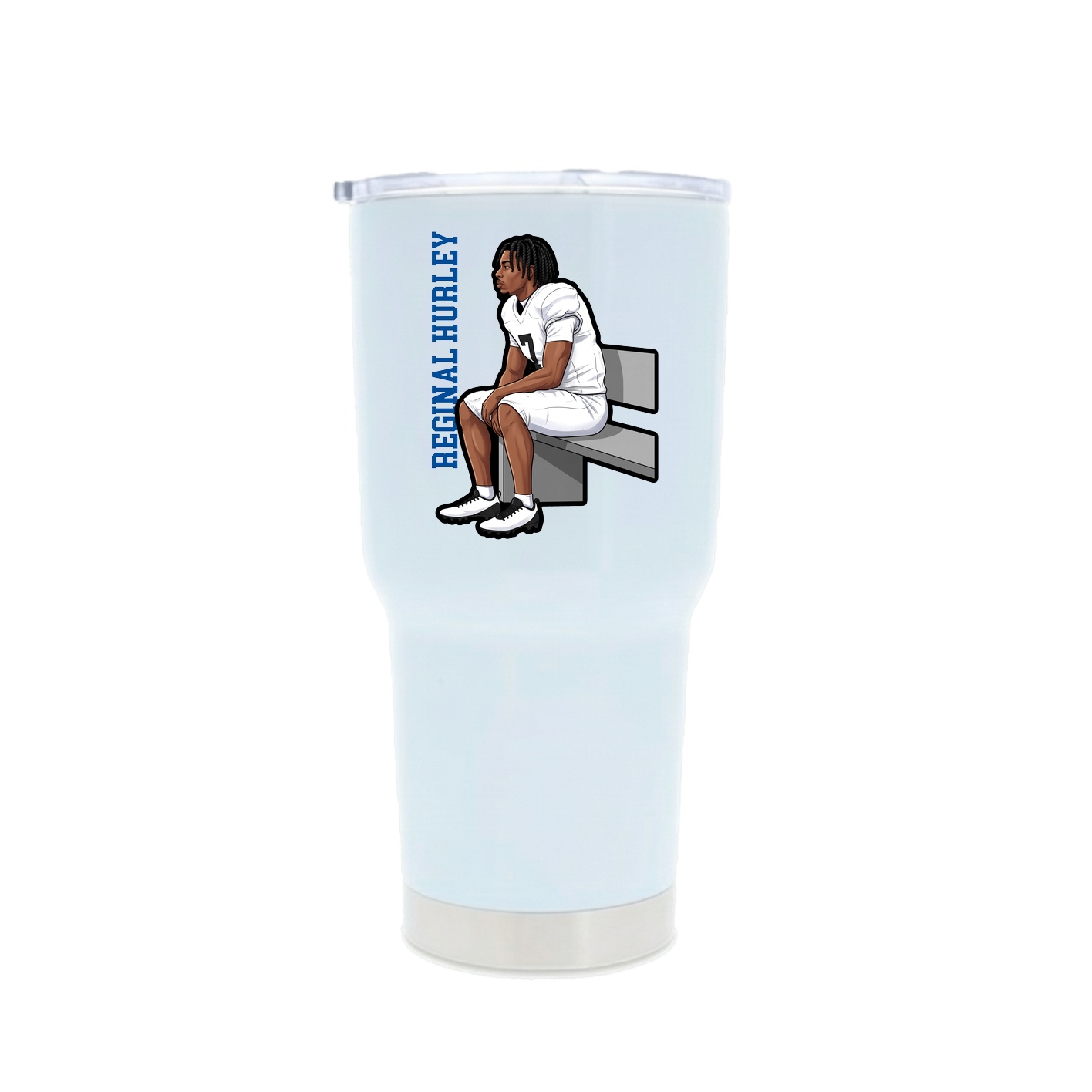 30oz Stainless Steel Tumbler — Name Vertical in White