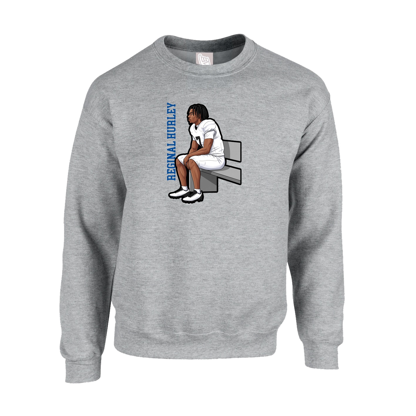Fleece Crew — Name Vertical in Grey