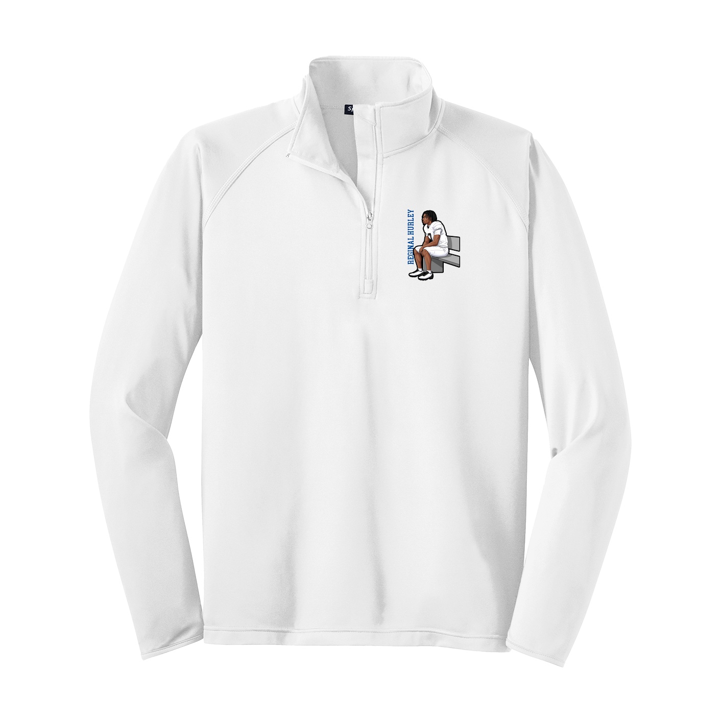 Q-Zip Pullover — Name Vertical in White