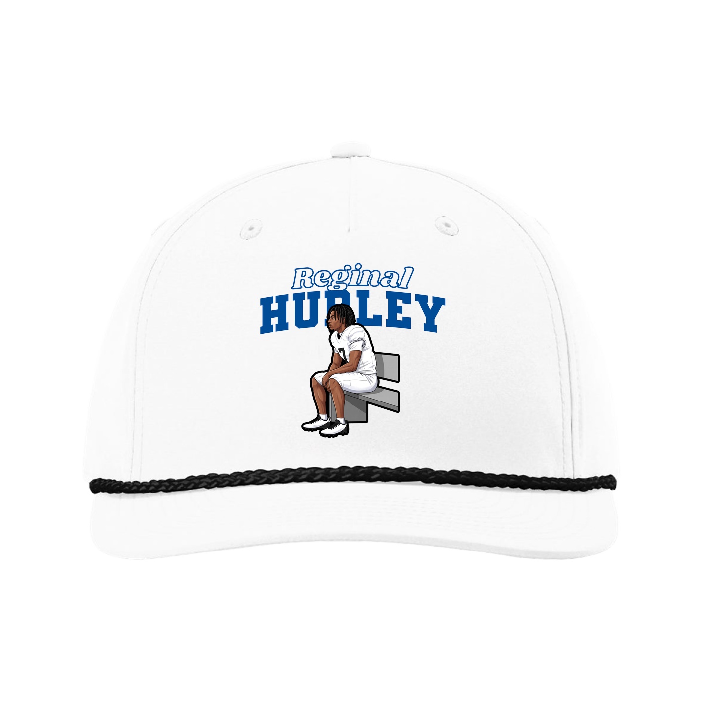 Five-Panel Classic Rope Cap — Name Arch in White