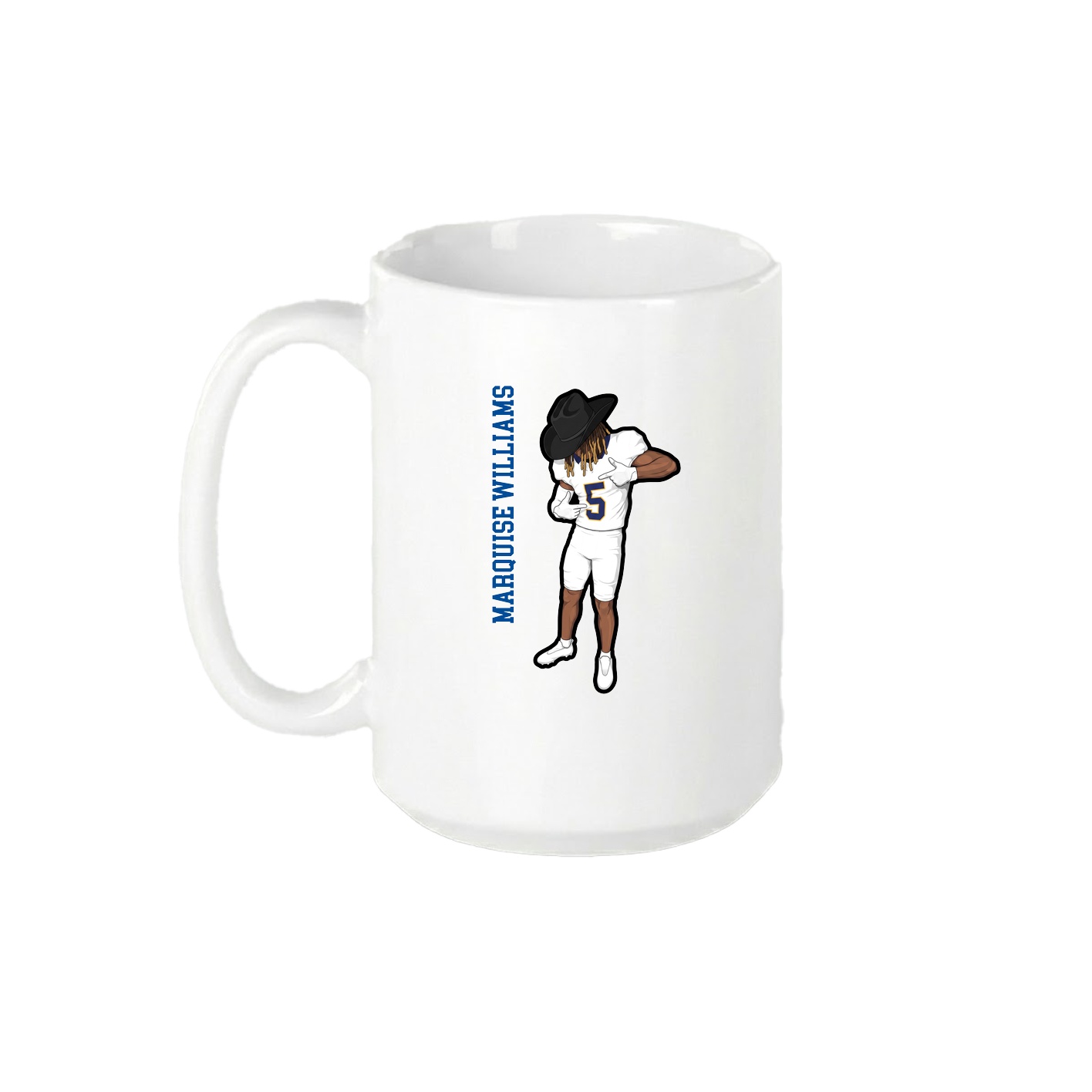 15oz Coffee Mug — Name Vertical in White