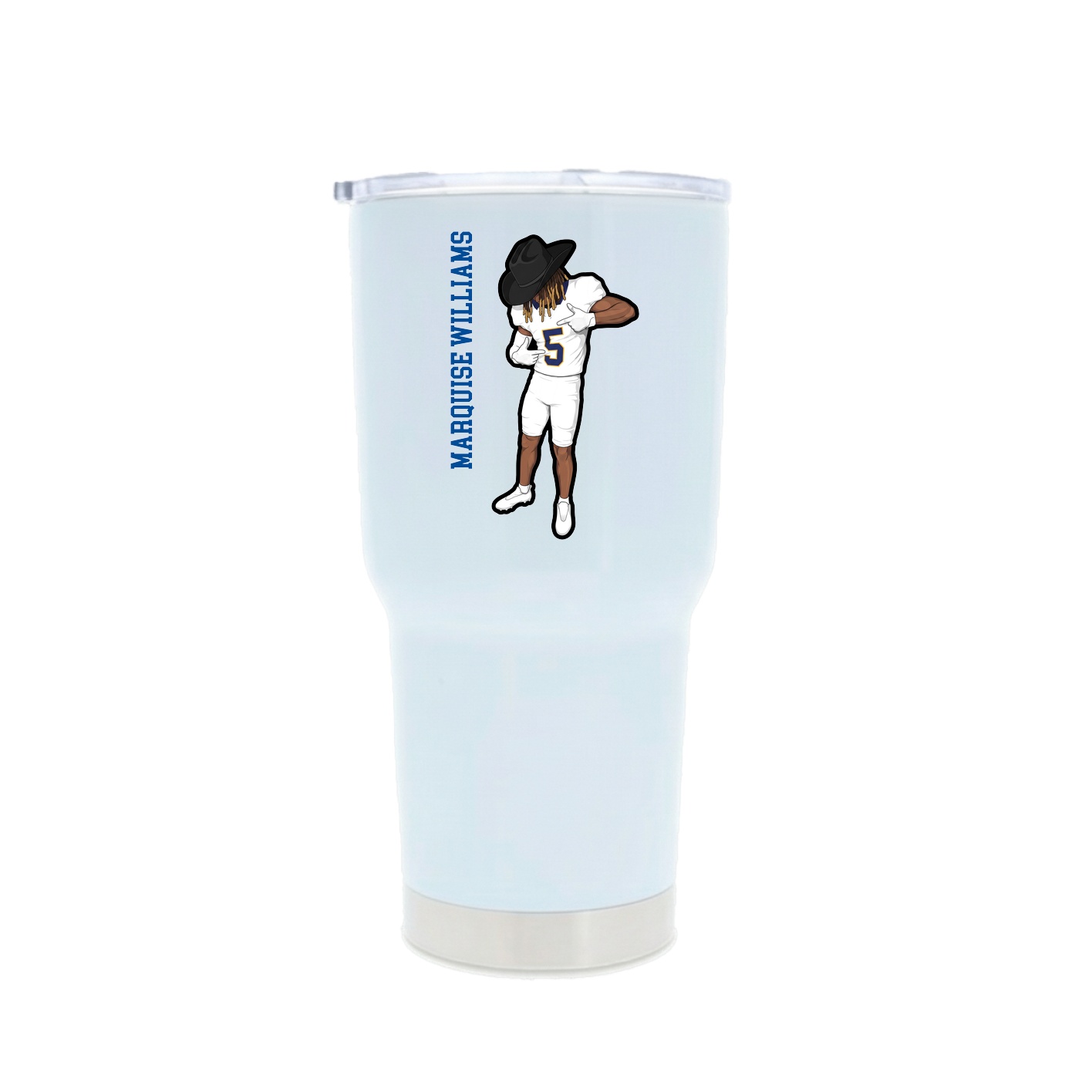 30oz Stainless Steel Tumbler — Name Vertical in White