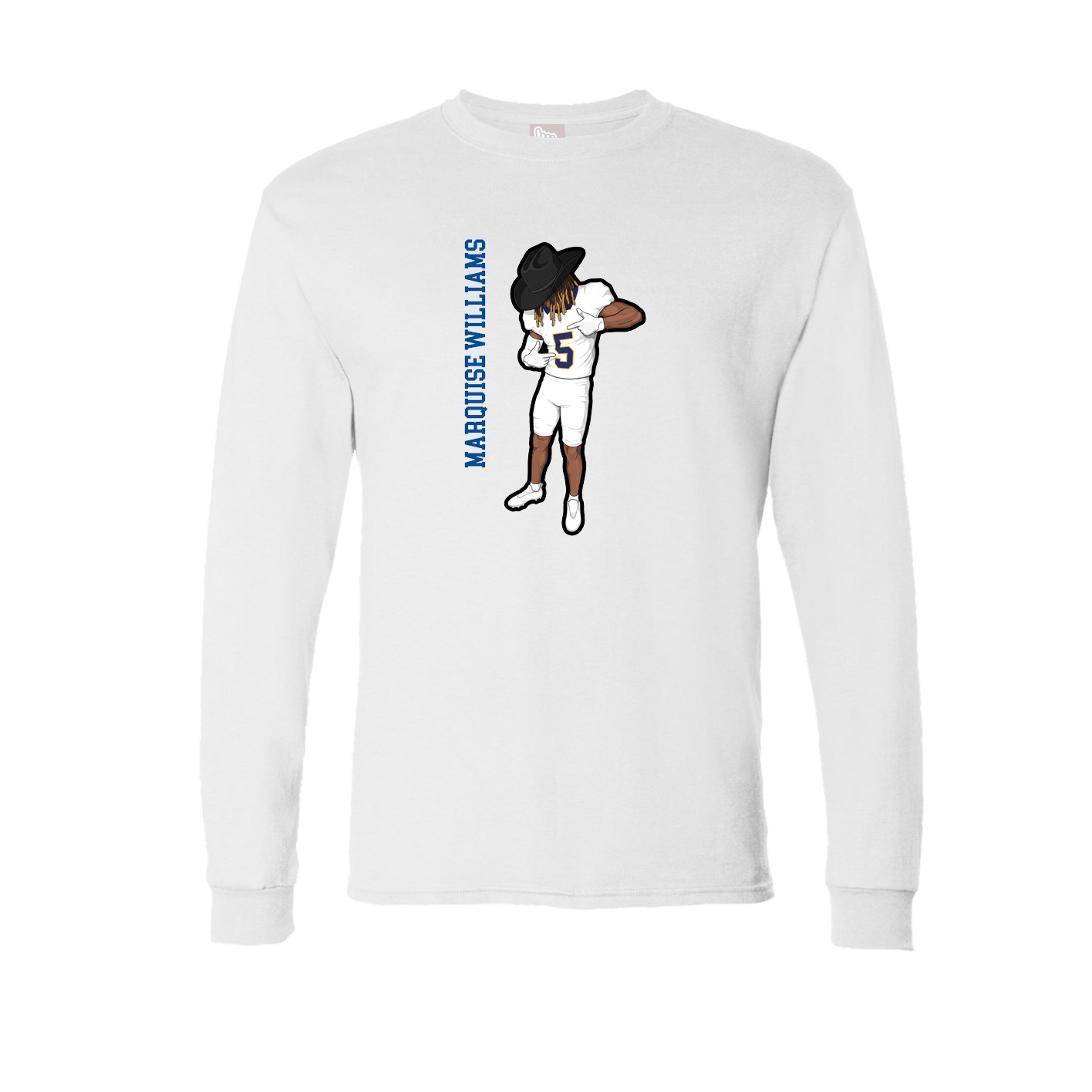 Long Sleeve Tee — Name Vertical in White