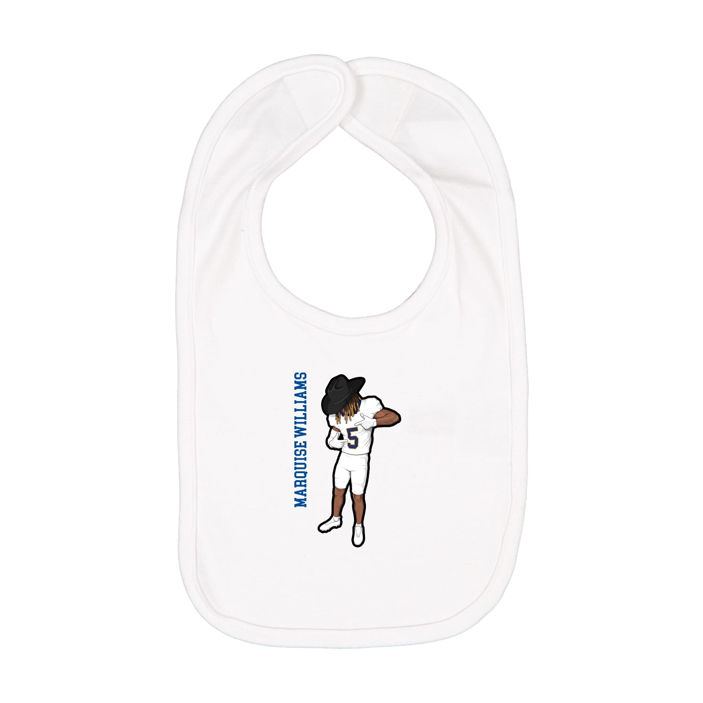 Infant Bib — Name Vertical in White