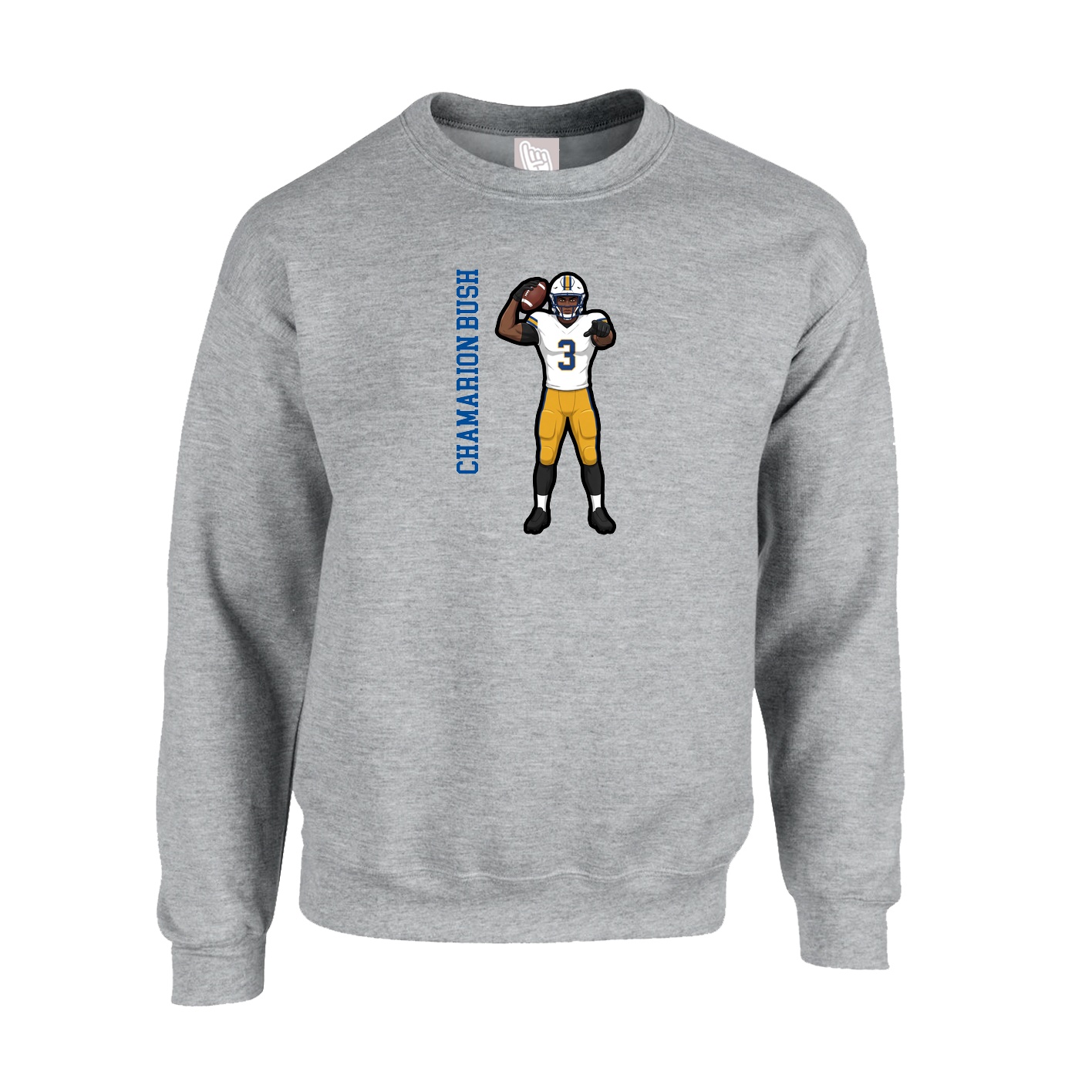 Fleece Crew — Name Vertical in Grey
