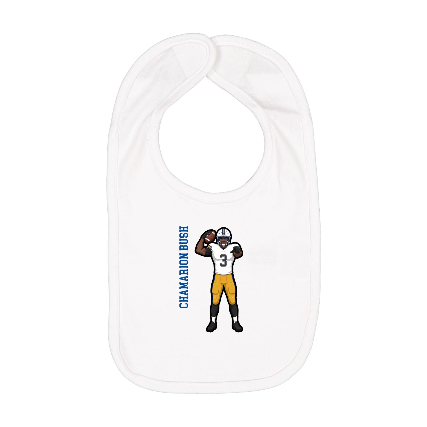 Infant Bib — Name Vertical in White