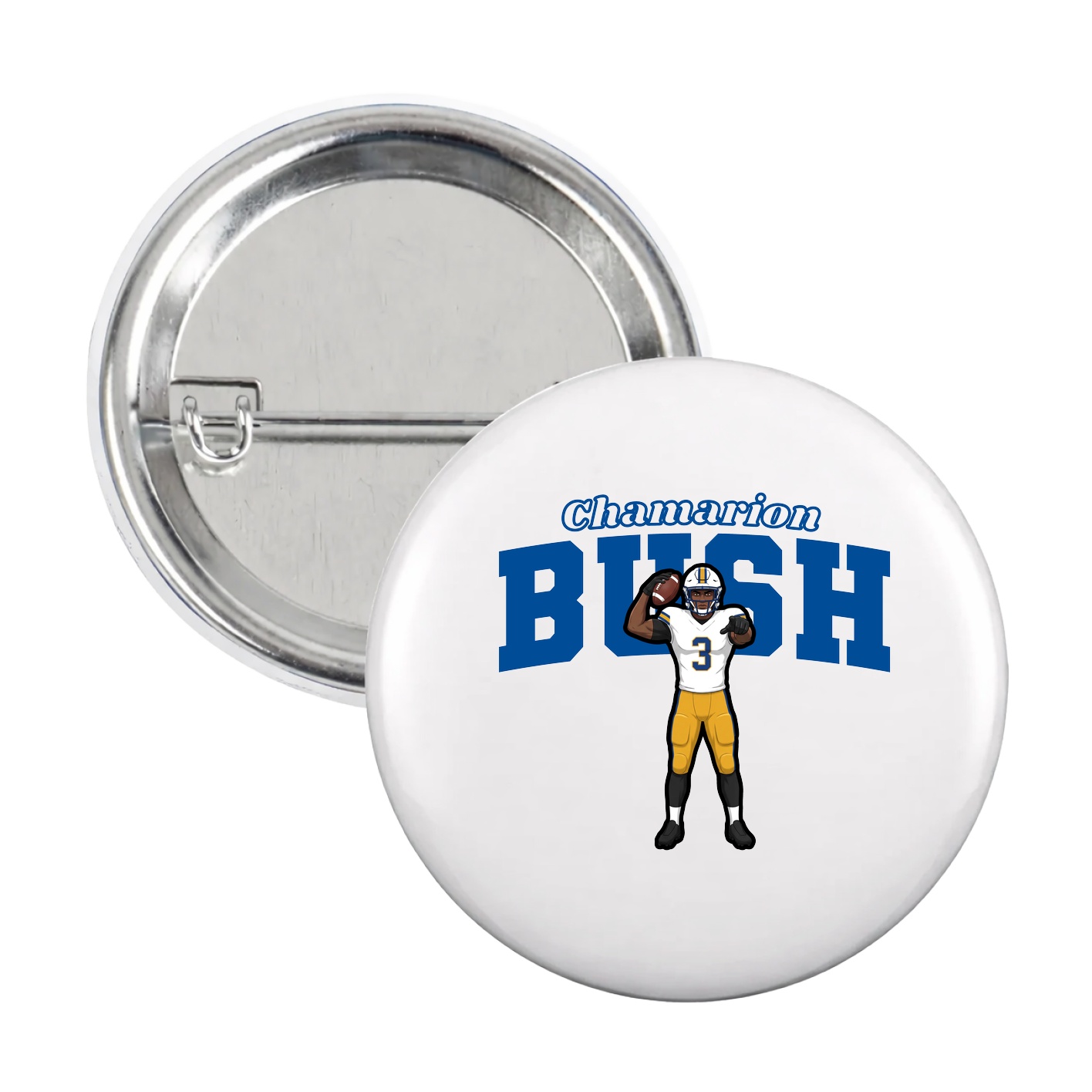 Game Day Button — Name Arch in White