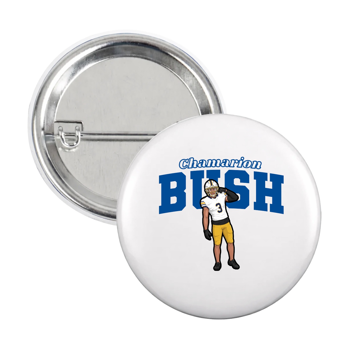 Game Day Button — Name Arch in White