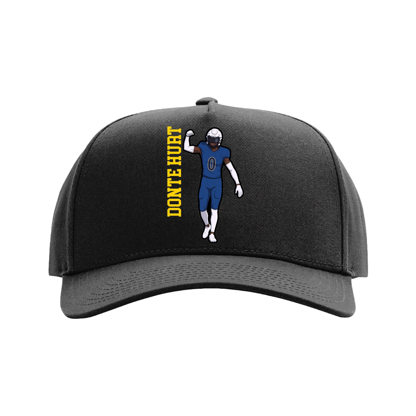 Full Fabric Five-Panel Champ Cap — Name Vertical in Black