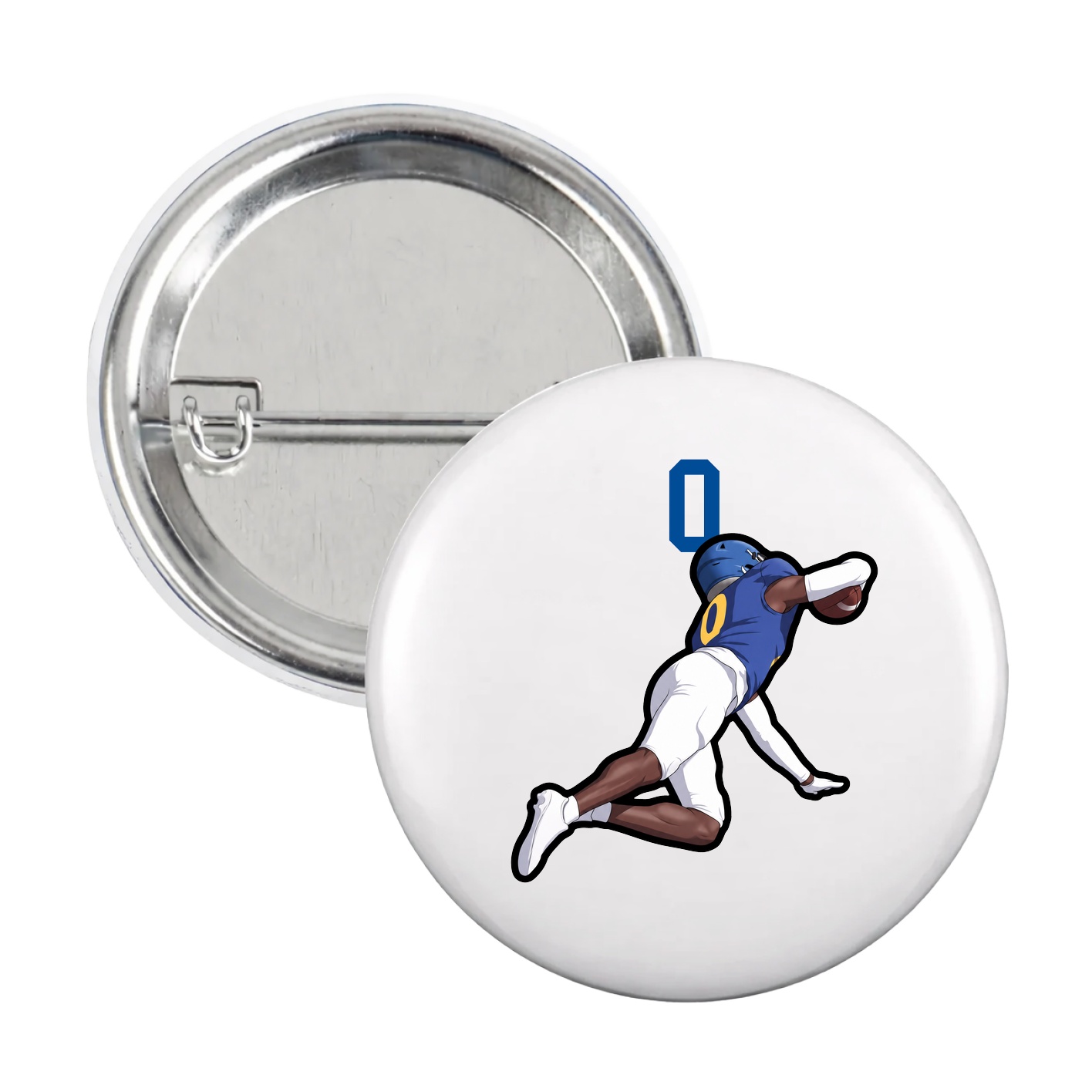 Game Day Button — Number Top in White