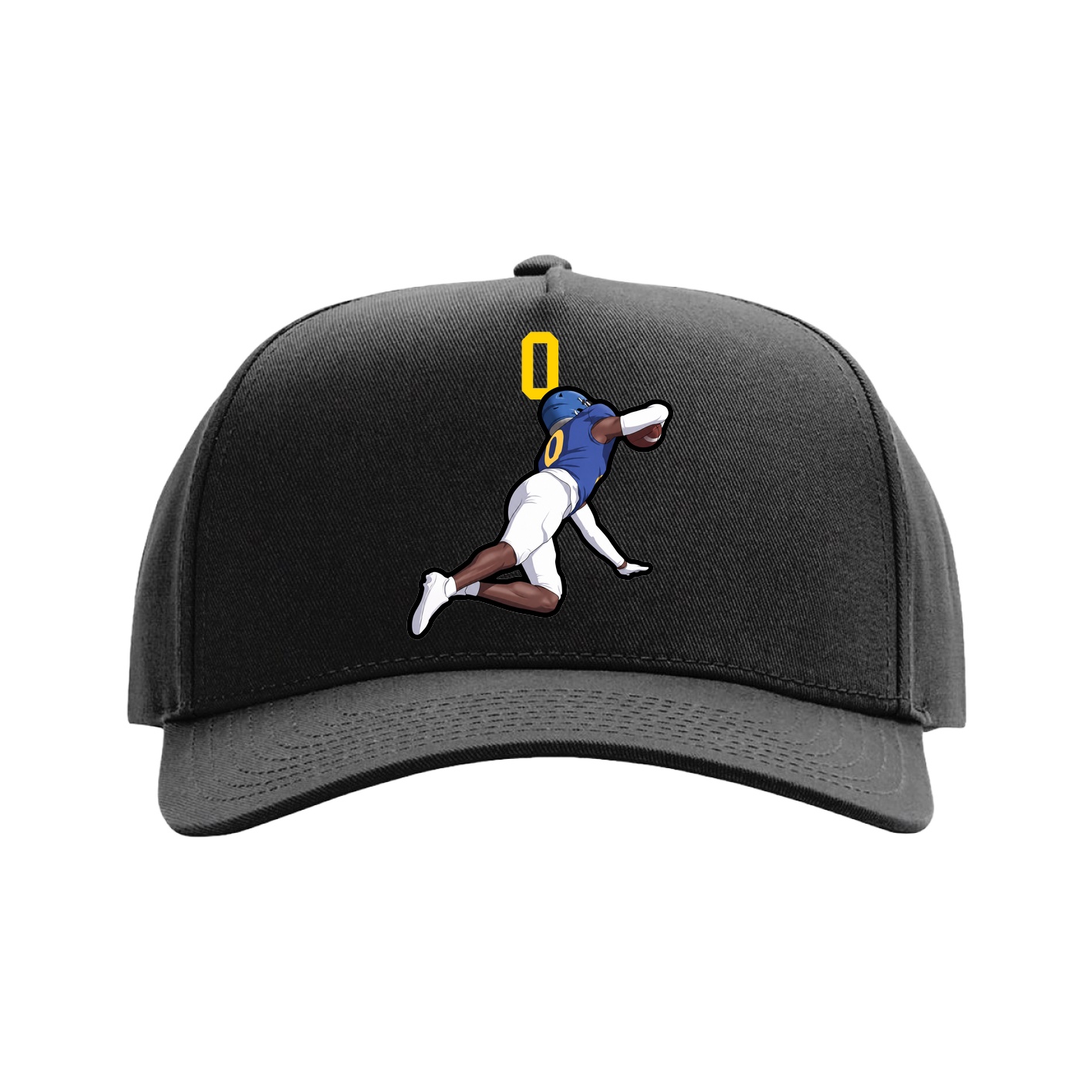 Full Fabric Five-Panel Champ Cap — Number Top in Black