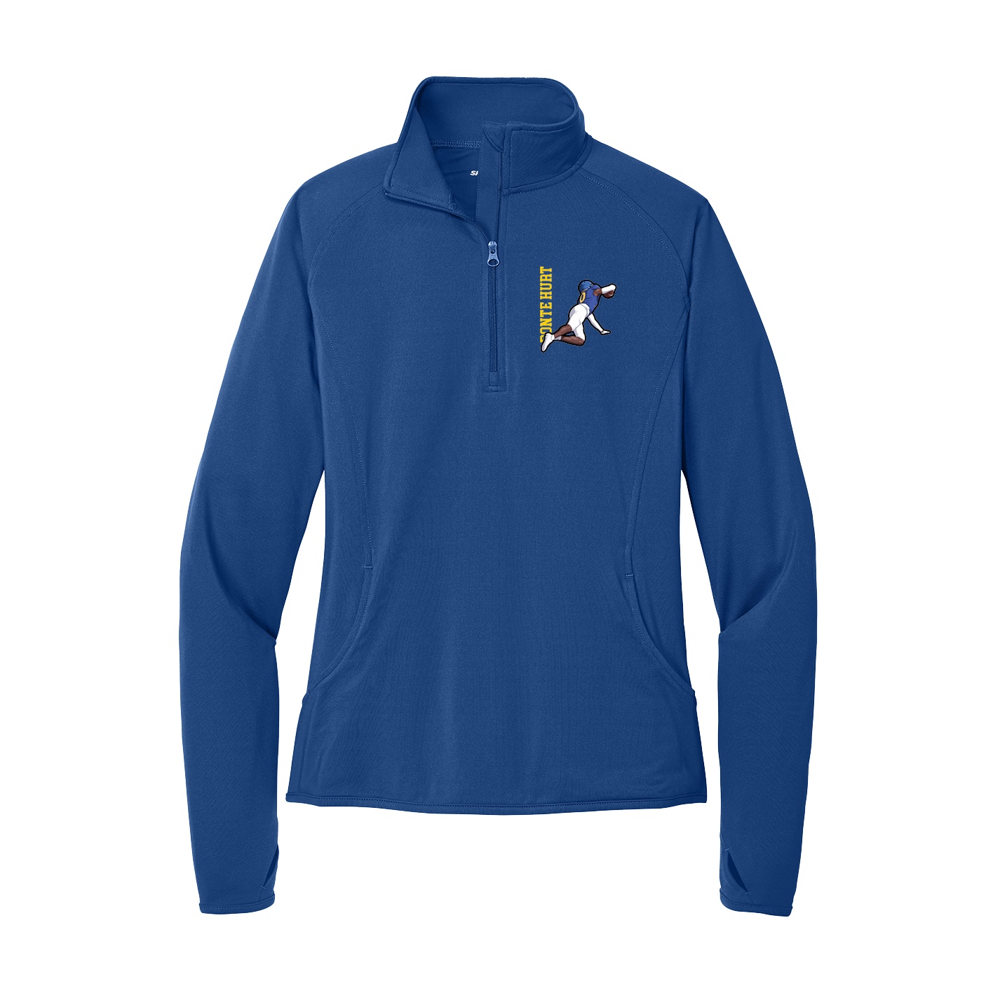 Women's Q-Zip Pullover — Name Vertical in Royal