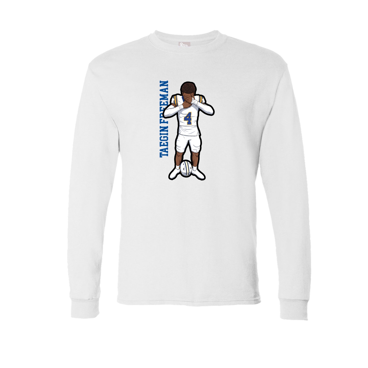 Long Sleeve Tee — Name Vertical in White