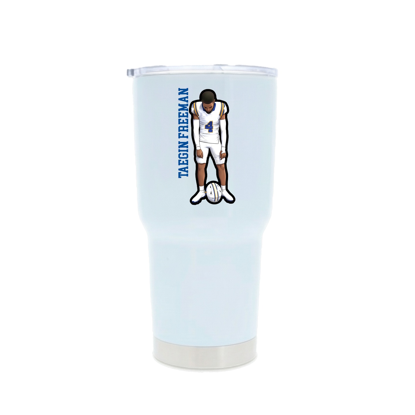 30oz Stainless Steel Tumbler — Name Vertical in White
