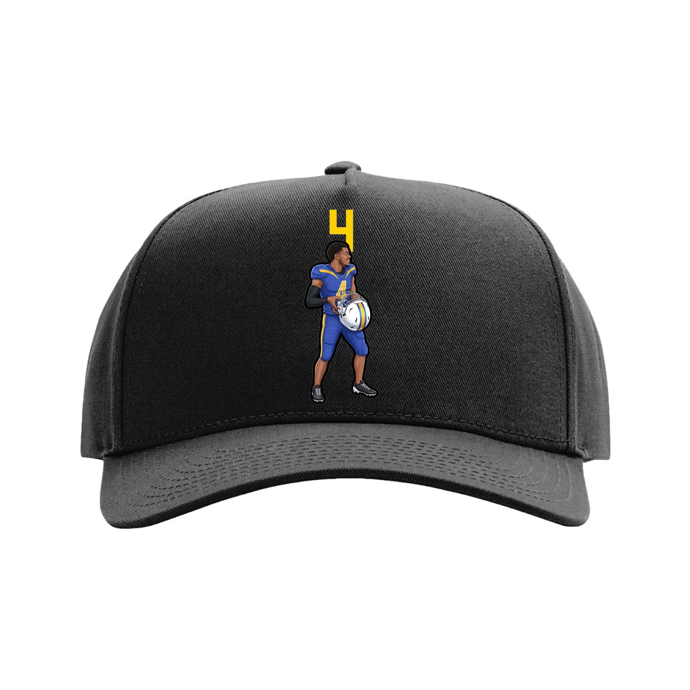 Full Fabric Five-Panel Champ Cap — Number Top in Black