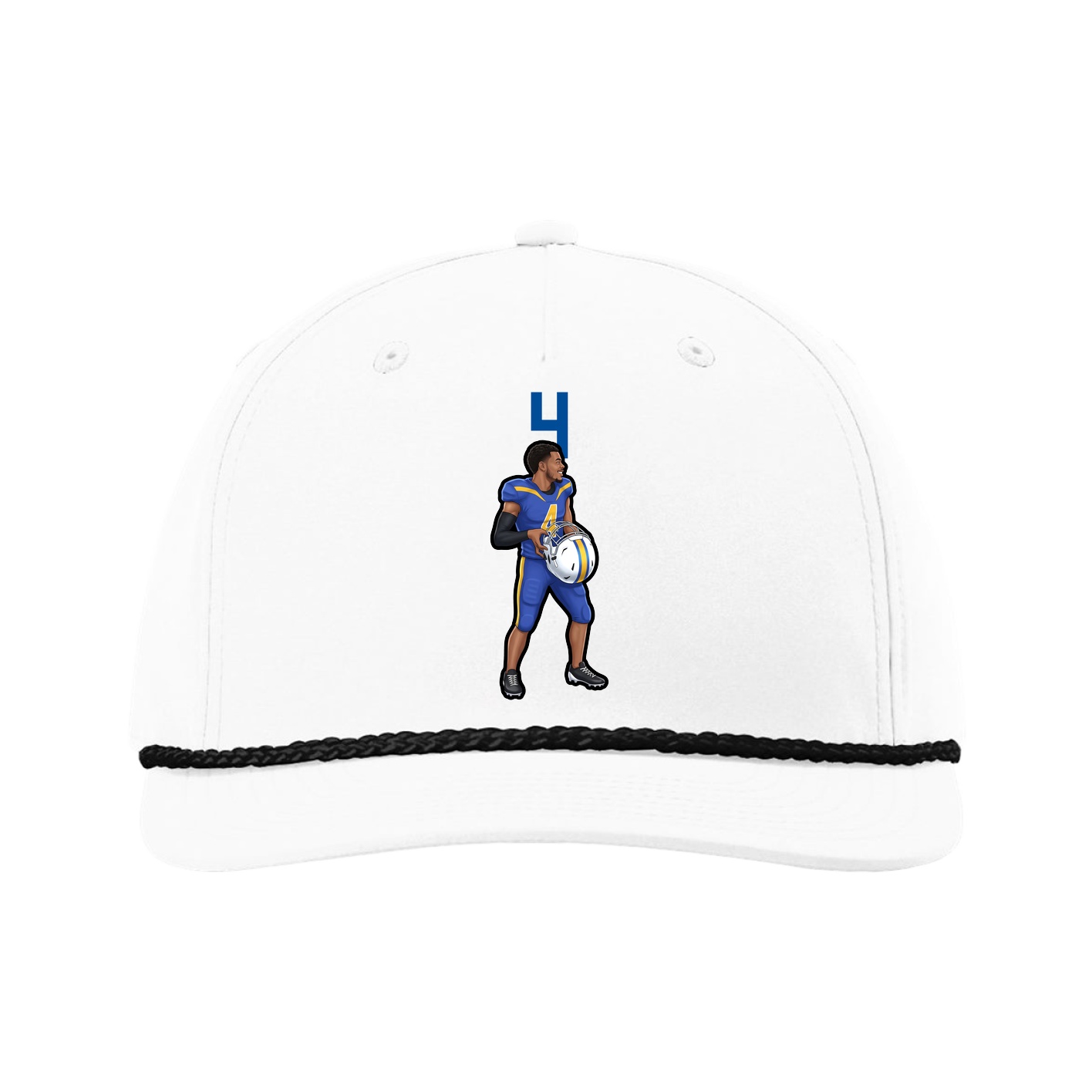 Five-Panel Classic Rope Cap — Number Top in White