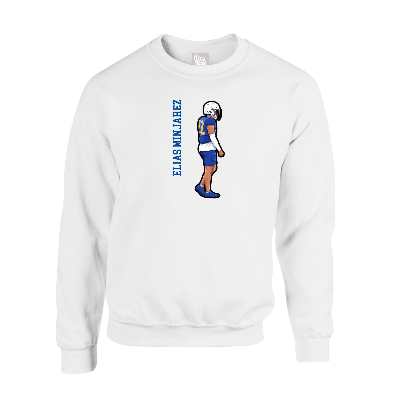 Fleece Crew — Name Vertical in White