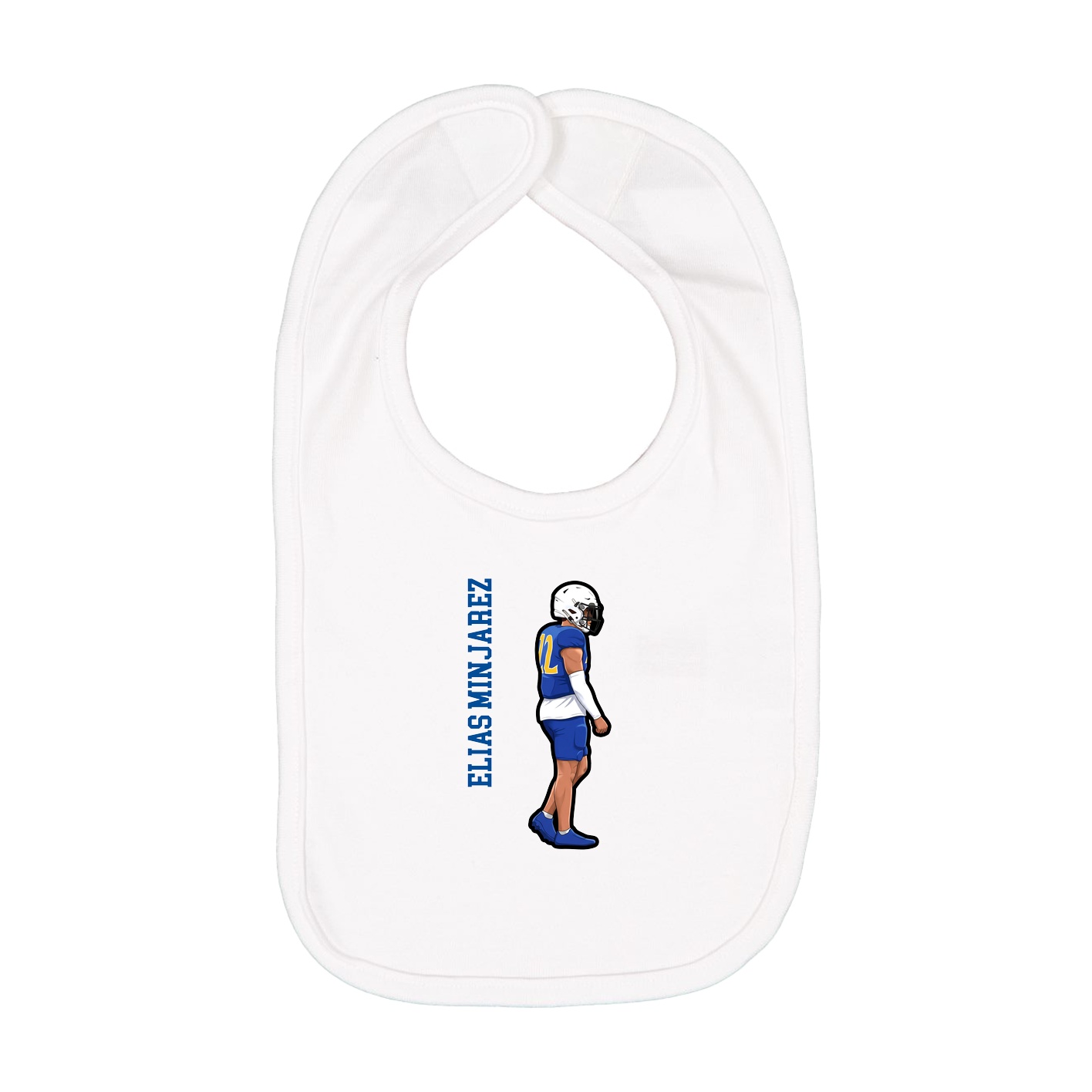 Infant Bib — Name Vertical in White