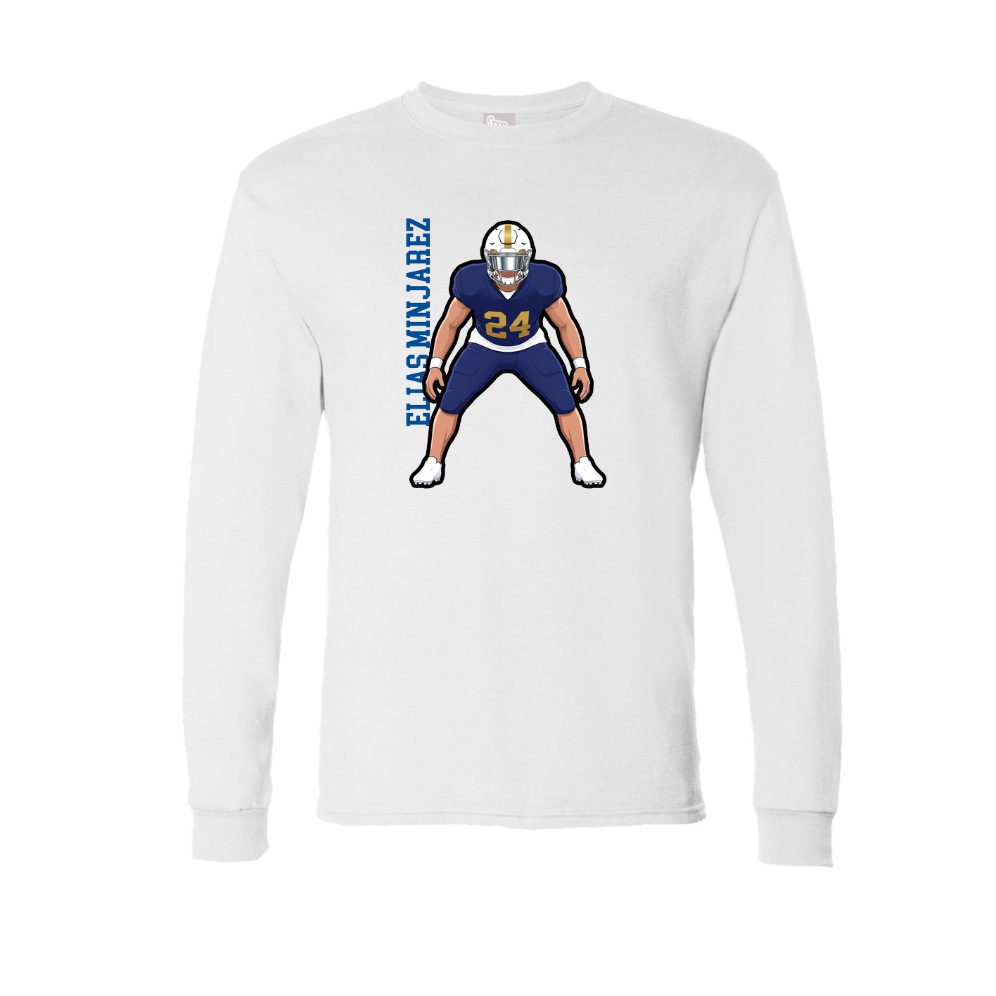 Long Sleeve Tee — Name Vertical in White