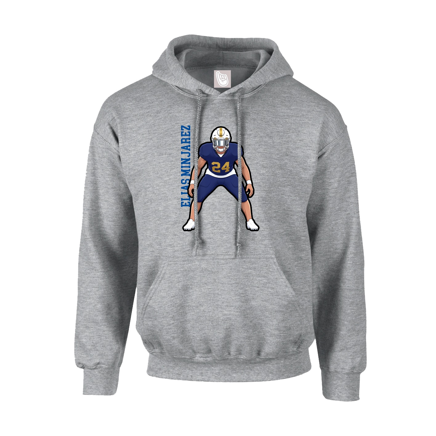 Youth Hoodie — Name Vertical in Grey