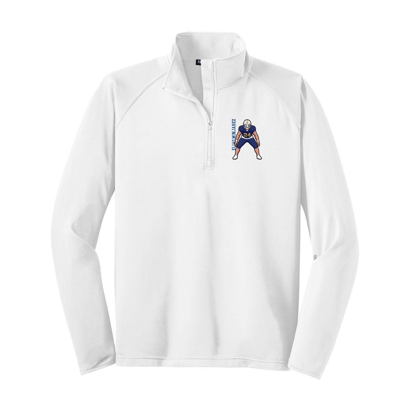 Q-Zip Pullover — Name Vertical in White