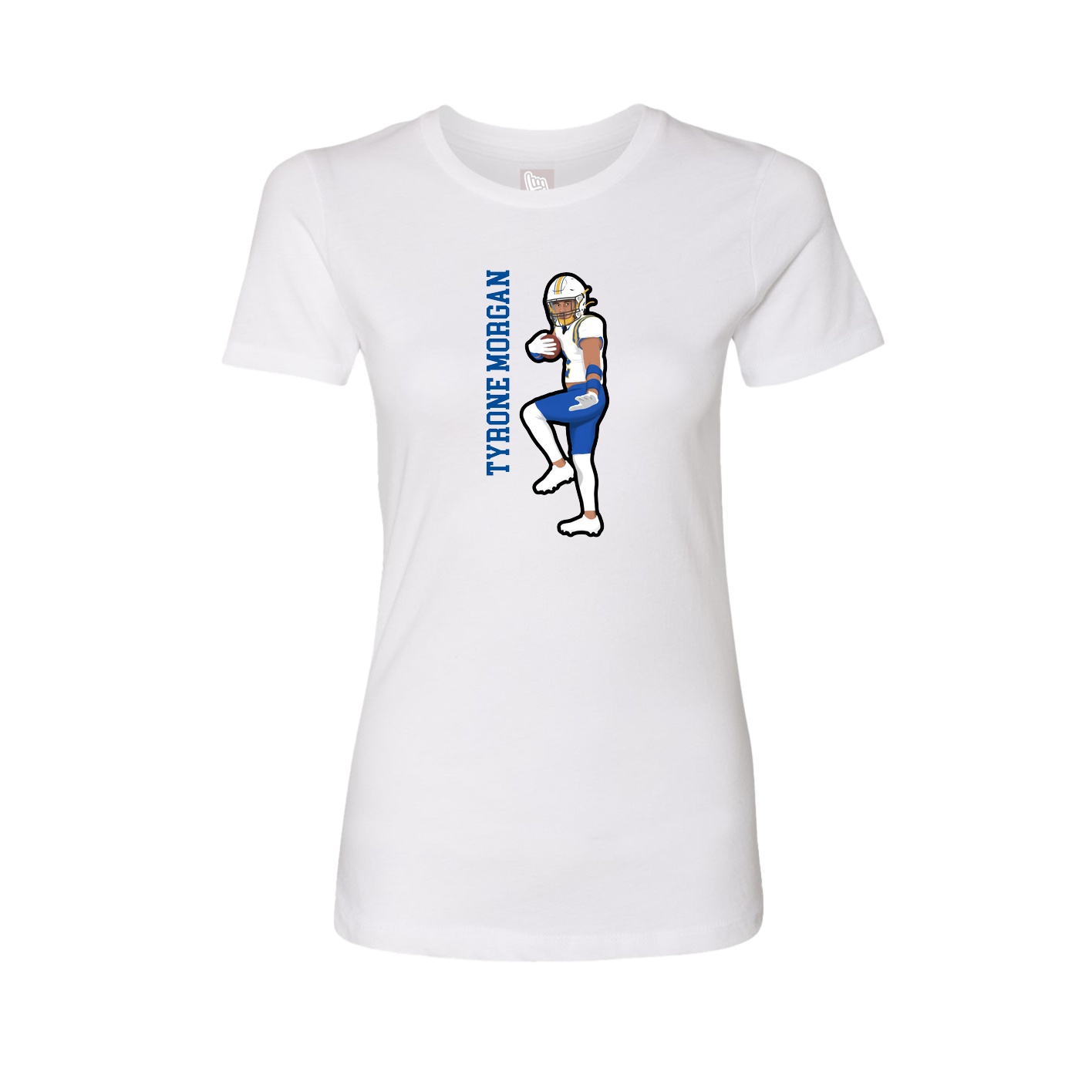 Fitted Women's Tee — Name Vertical in White